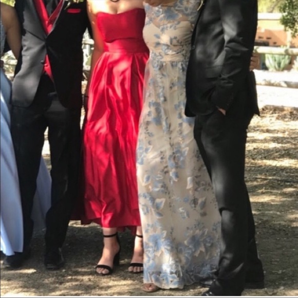 BHLDN Adrianna Papell Guilia thunder cloud elbow sleeves long dress - Picture 9 of 13